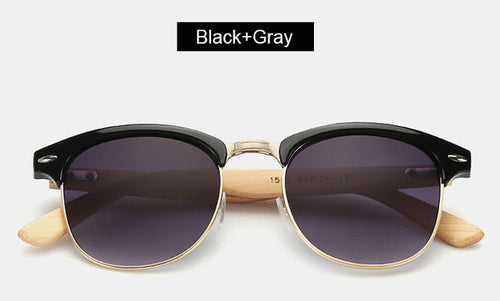 Half Frame Bamboo Sunglasses