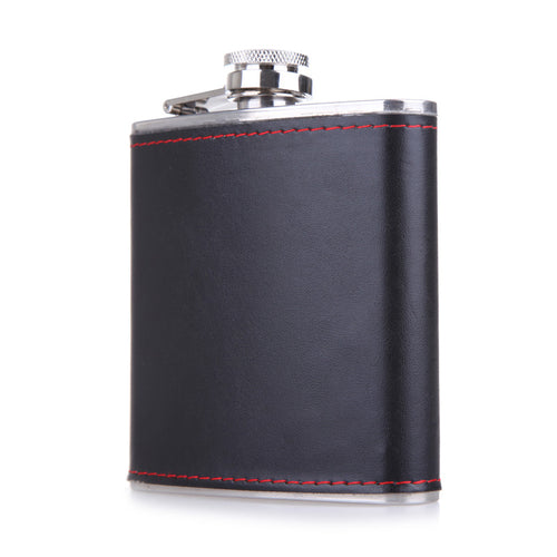 Stainless Steel Leather Wrapped Hip Flask