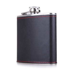 Stainless Steel Leather Wrapped Hip Flask